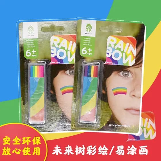 Caneta de pintura corporal de 6 cores, árvore futura, cor fluorescente, tira de arco-íris, segura, pintura facial para c