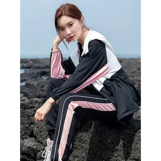 Terno esportivo feminino solto primavera outono moda Yoga roupas de Fitness manhã correndo roupas de secagem rápida Casu