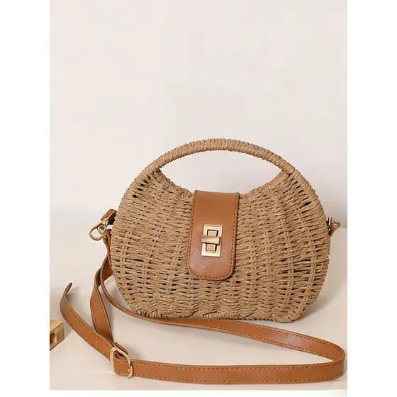 Bolsa de nicho francesa primavera verão 2026 novo estilo bolsa de tecido bolsa de palha bolsa mensageiro bolsa de praia