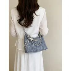 High-End Denim corrente mensageiro saco axilas feminino 2026 verão moda All-Match diário Commuter sacola