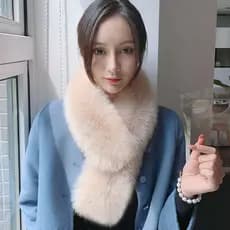Coreano imitação de pele de raposa cachecol pescoço proteção cachecol gola de pele de raposa cachecol clipe estilo pesco