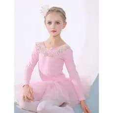 Roupas de prática de dança infantil outono inverno manga comprida balé saia de dança chinesa Pettiskirt infantil meninas