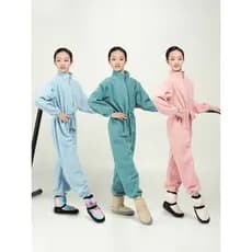 Roupas de dança infantil outono inverno jaqueta de balé aquecimento macacão de treinamento quente zíper velo azul verde