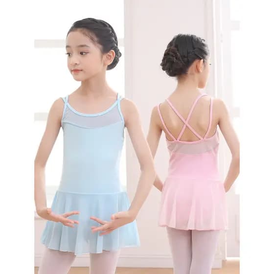 Roupas de dança infantil para meninas, saia de gaze de uma peça, roupas de prática para meninas, roupas de dança de verã