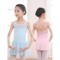 Roupas de dança infantil para meninas, saia de gaze de uma peça, roupas de prática para meninas, roupas de dança de verã
