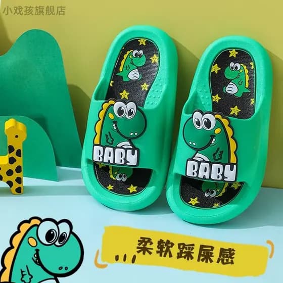 Crianças chinelos masculino primavera verão dos desenhos animados dinossauro bonito antiderrapante dedo do pé aberto cas
