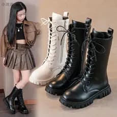 Meninas meninas botas de inverno 2025 novo estilo versão coreana Martin botas médias grandes crianças meninas botas alta