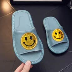 Crianças sandálias pai-filho couro Smiley rosto chinelos casa feminino outono inverno casa Indo