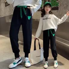 Meninas versão coreana calças 2026 outono novo estilo na moda grandes crianças meninas de malha Sweatpants lazer esporte