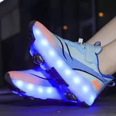 Crianças Runaway cadarço luz meninos meninas crianças sapatos meninos invisível quatro rodas patins retráteis coelho ver