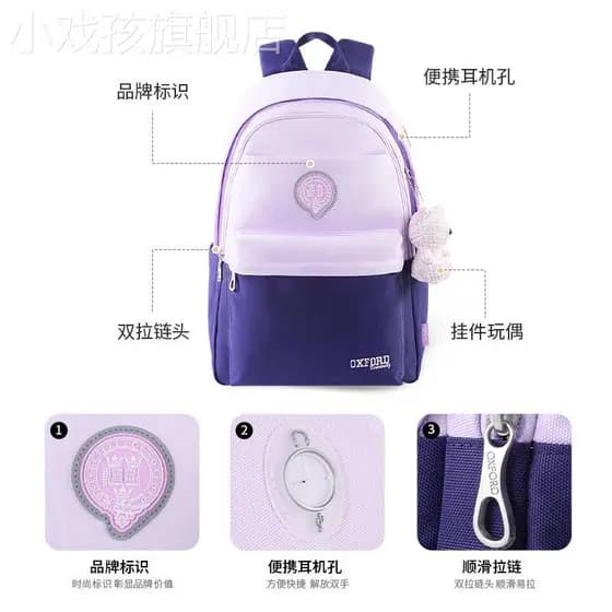 Oxford University 2025 Novo Estilo Mochila Alunos do Ensino Médio Meninas do Ensino Médio Grande Capacidade Médio S