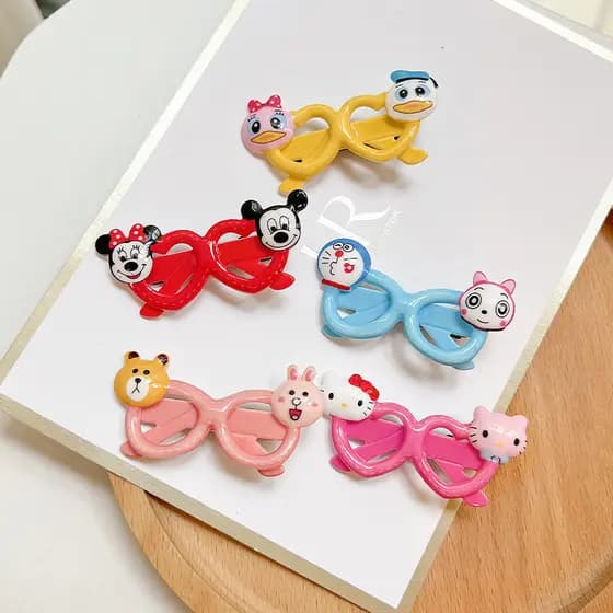Crianças dos desenhos animados óculos grampo de cabelo coreano bebê princesa criativo Hairpin franja clipe de fixação de