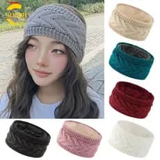 SUBEI Tiaras De Malha , Inverno Com Borda Larga E Quente , Lenço Elástico Forro De Lã Macio