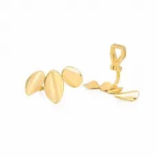 Orelha Sem Furo Brinco de Pressão Sem Furo Feminino Orgânico Triplo Dourado com Clipe Ômega Francês