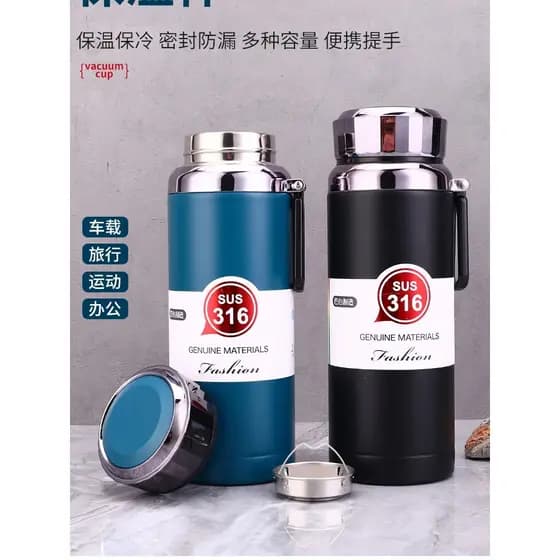 Copo térmico de aço inoxidável 316, Super grande capacidade, 1.000ml, pote de viagem para carro ao ar livre, xícara de c