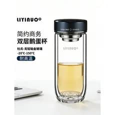Liyino copo de vidro duplo masculino feminino alto borosilicato transparente sem chumbo resistente a altas temperaturas
