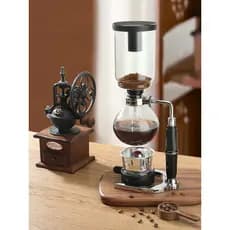 Pote de sifão doméstico tipo sifão, pote para fazer café, vidro resistente ao calor, feito à mão, aparelho de café, conj