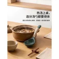 Colher de sopa grande de cerâmica estilo japonês, colher grande para sopa doméstica, cerâmica doméstica, cabo longo