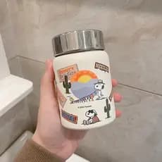 2026 novo estilo copo de guisado Tremella sopa estudante forro cerâmico portátil feminino Mini Snoopy copo térmico de al