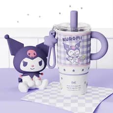 Bonito Coolomi Cartoon Ice Master copo térmico 316 aço inoxidável estudante senhoras alça portátil copo de palha de escr