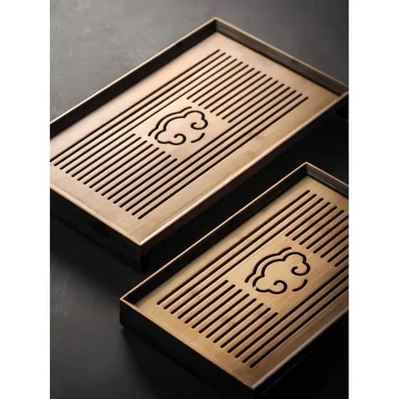 Bandeja de chá de bambu para uso doméstico, conjunto de chá Kung Fu japonês, armazenamento de água, bandeja de bambu sim