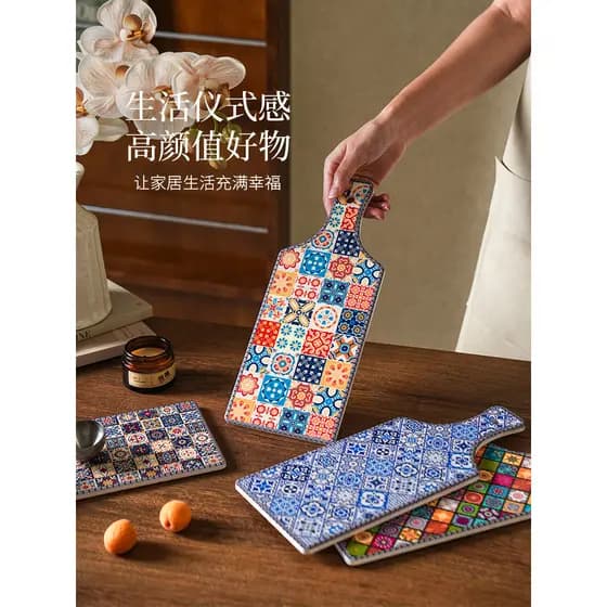 Relíquia estilo palácio cerâmica lanche Placemat bandeja antiderrapante prato esteira de isolamento térmico bandeja de c