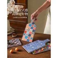 Relíquia estilo palácio cerâmica lanche Placemat bandeja antiderrapante prato esteira de isolamento térmico bandeja de c