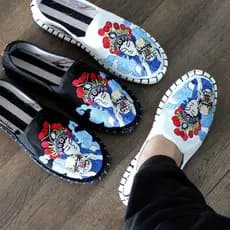 Espírito cara sapatos sociais homens verão bordado estilo chinês respirável mão rápida velho pequim sapatos de pano masc