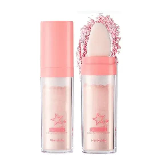 Pó Iluminador com Glitter para Maquiagem, Ilumina o Corpo, Blush Tridimensional para o Rosto, Pó Iluminador de Efeito Fa