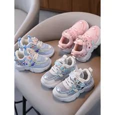 2025 primavera novo estilo meninos tênis de corrida malha crianças esportes sapatos casuais bebê Velcro tênis corrida