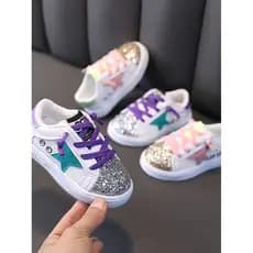 Sapatos casuais para meninas de cano baixo 2025 primavera novo estilo moda lantejoulas tênis de sola macia sapatos de be