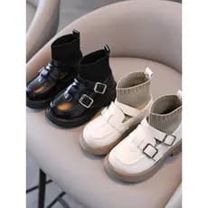 Meninas meninas botas 2024 primavera outono novo estilo moda crianças princesa botas meninas meias elásticas botas curta