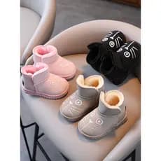Meninas botas de neve 2025 inverno novo estilo engrossado botas de algodão do bebê de lã longa sapatos quentes meninos b