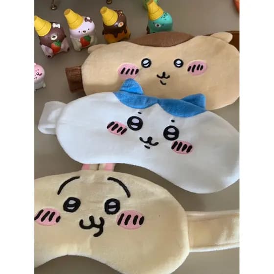 Genuíno estoque pronto japão chiikawa cápsula brinquedo auto-depreparador urso máscara de olho chiikawa chiikawa sombrea