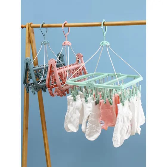 Multifuncional dobrável cabide de secagem doméstica roupa interior Multi-clipe pendurado prendedor de roupa pendurado ro