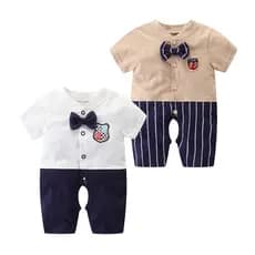 Macacão de bebê verão estilo fino bebê menina roupas de verão masculino manga curta influenciador macacão puro algodão p