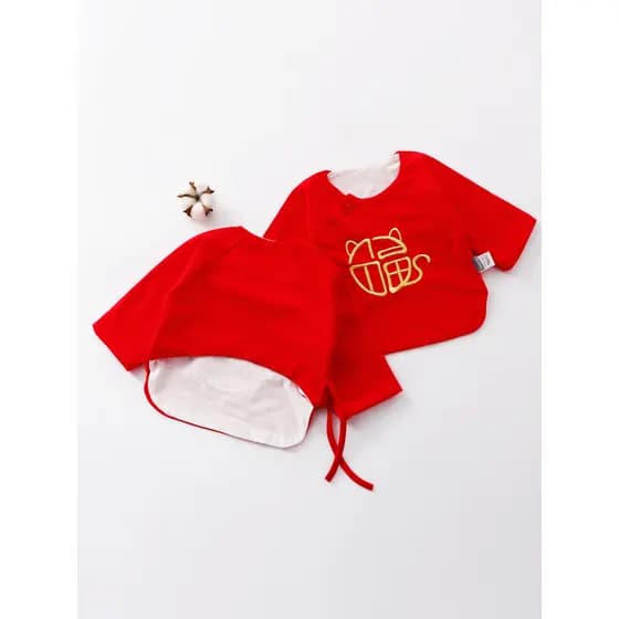 Meia volta roupas do bebê recém-nascido monge roupas ar condicionado quarto recém-nascido roupas estilo fino bebê vermel