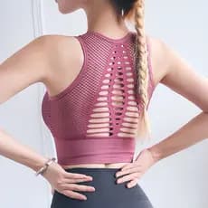 Tamanho grande Yoga Wear terno feminino verão Fitness manhã correndo sutiã colete esportivo feminino à prova de choque A