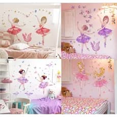 Autocolante de Balé de Cisne de Cisne de Borboleta, Decoração de Quarto de Menina Autocolante de Parede