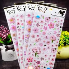 Crianças cristal tridimensional adesivos flor de cerejeira adesivos jardim de infância bebê meninas recompensa adesivos