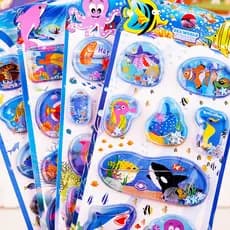 Adesivos de injeção de peixe oceano 3d tridimensional crianças recompensa animais adesivos meninos meninas bonito óleo G
