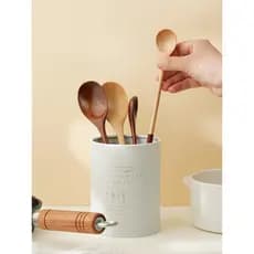 Colher de madeira japonesa com cabo longo, colher para comer, utensílios de mesa domésticos de madeira, tamanho pequeno,