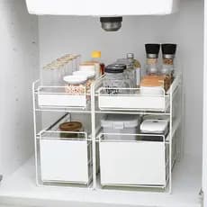 Prateleira para pia de cozinha, Rack de armazenamento de condimentos extraível, cesta embutida, prateleira em camadas