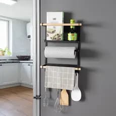 Rack de geladeira de cozinha magnético doméstico multifuncional rack de geladeira fixado na parede caixa de armazenament