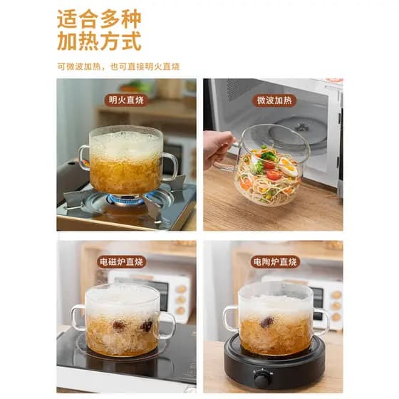 Pote âmbar pote de vidro transparente chama aberta gás resistente a altas temperaturas panela de sopa doméstica panela d
