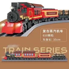 700 pçs blocos de construção Lego montagem Retro trem a vapor modelo montagem de carro de alto trilho brinquedo crianças