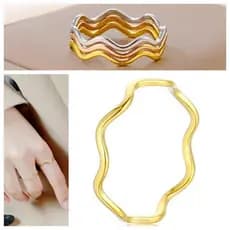 Fedsolife Anel 1mm onda fina feminino não desbotado empilhamento banhado a ouro titânio aço