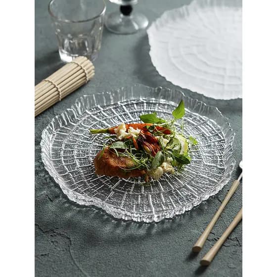 Gurong Baumkuchen placa de vidro doméstica placa rasa criativa placa plana de vidro Irregular High-End salada estilo ins