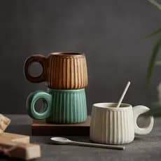 Conjunto de xícara de café com orelha grande, copo retrô feito à mão, estilo japonês, forno a cerâmica, caneca de água