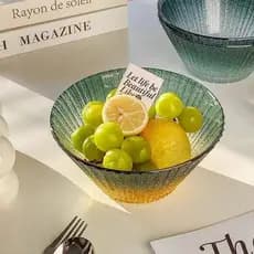 Tigela de seda gelada de vidro gradiente de alto valor Tigela de salada ins Tigela de alimentação doméstica Tigela de fr